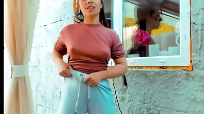 Sensual polish hippie with big areolas in bikini squirting in the car