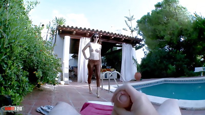 Parade of camel toe in stretch pants and drill at the pool